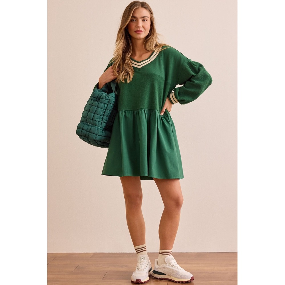 AS Revival Hunter Green Mixed Media Sweatshirt Dress Size XS